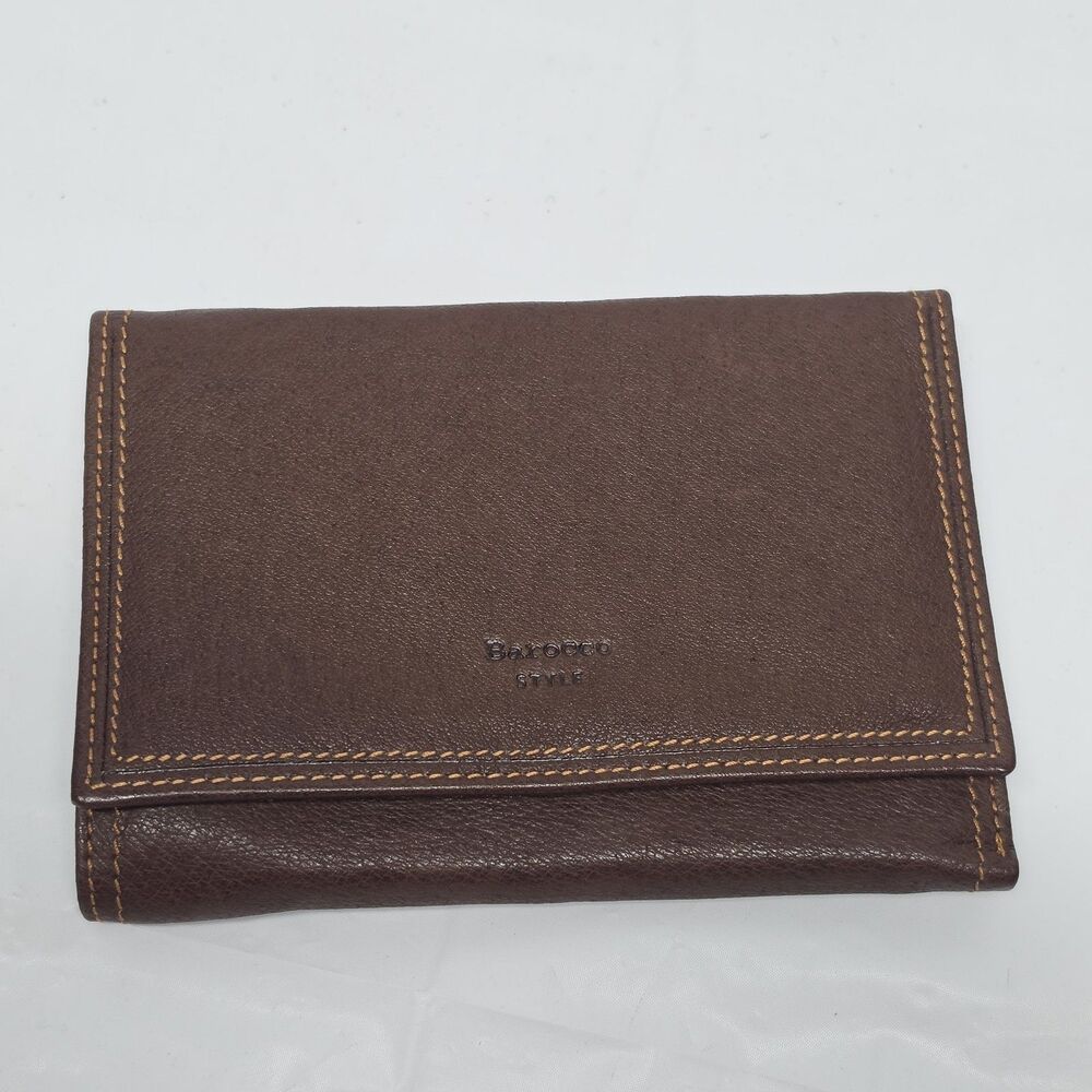 Barocco Style Genuine Soft Leather Unisex Trifold Wallet New With Imperfection